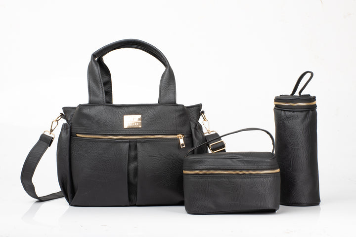 Denri Luca Diaper Bag | Modern Baby Travel Bag | Durable & Water-Resistant Nylon, Insulated Bottle Sleeve & Padded Pocket | Organized Essentials for On-the-Go Parents