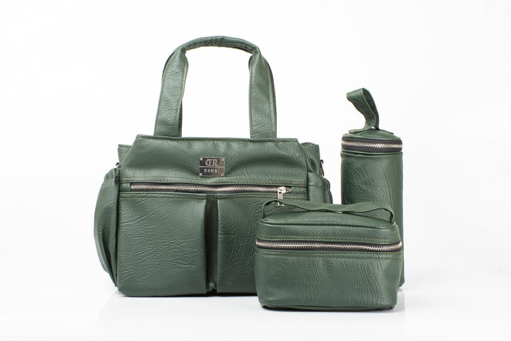 Denri Luca Diaper Bag | Modern Baby Travel Bag | Durable & Water-Resistant Nylon, Insulated Bottle Sleeve & Padded Pocket | Organized Essentials for On-the-Go Parents