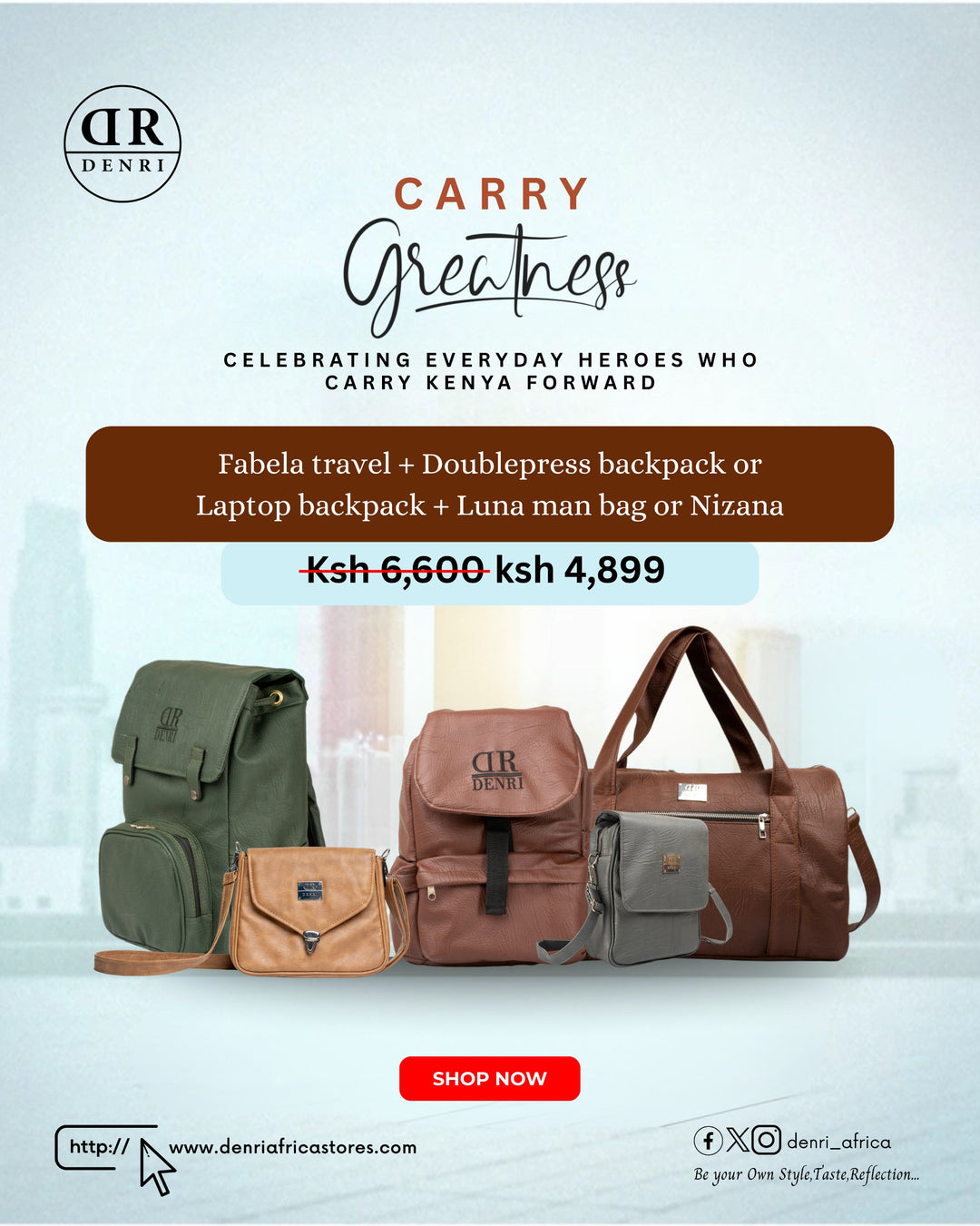 Fabela Travel + Double Press Backpack or Laptop Backpack + Luna Manbag or Nizana