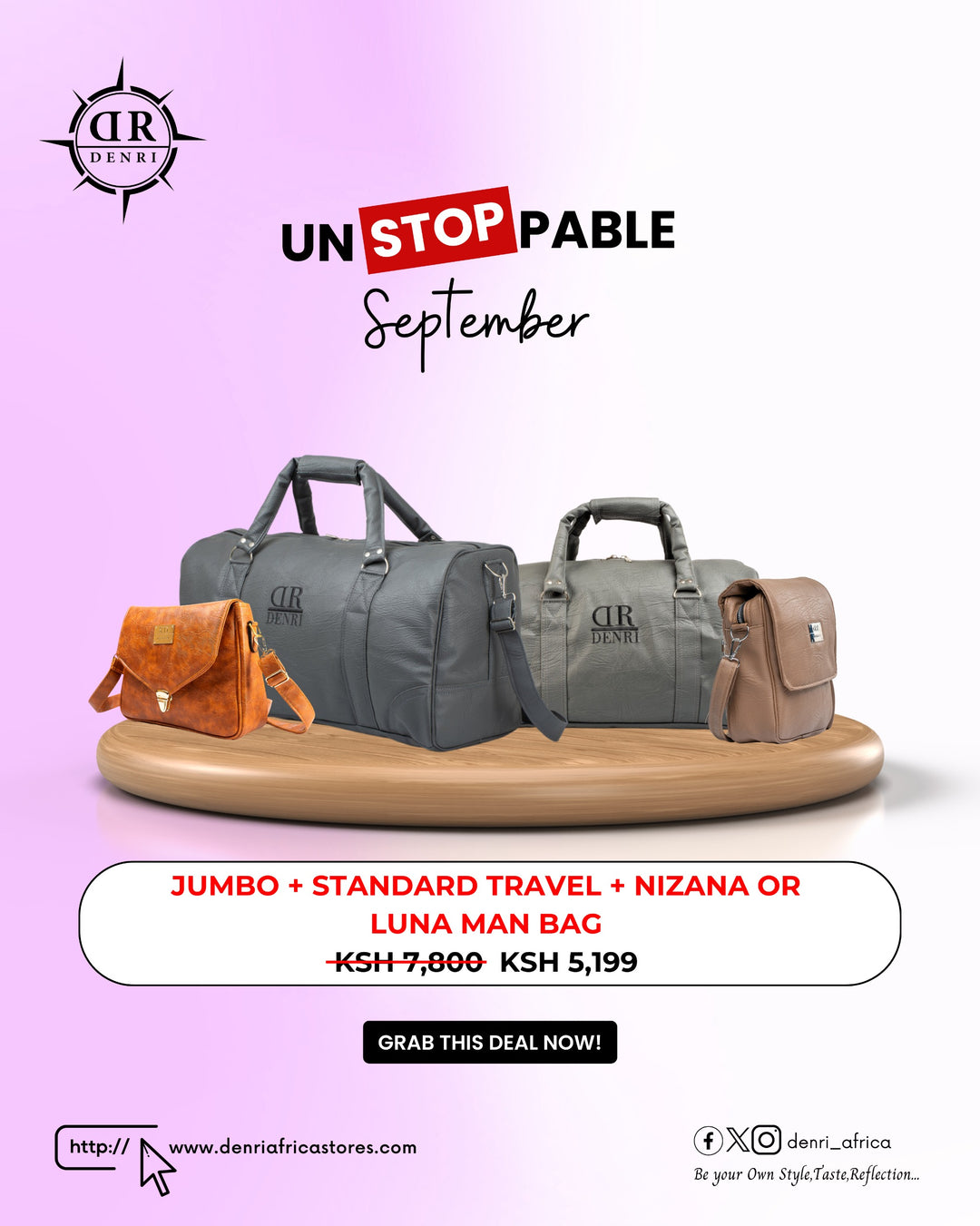 Jumbo + Standard Travel + Nizana or Luna manbag