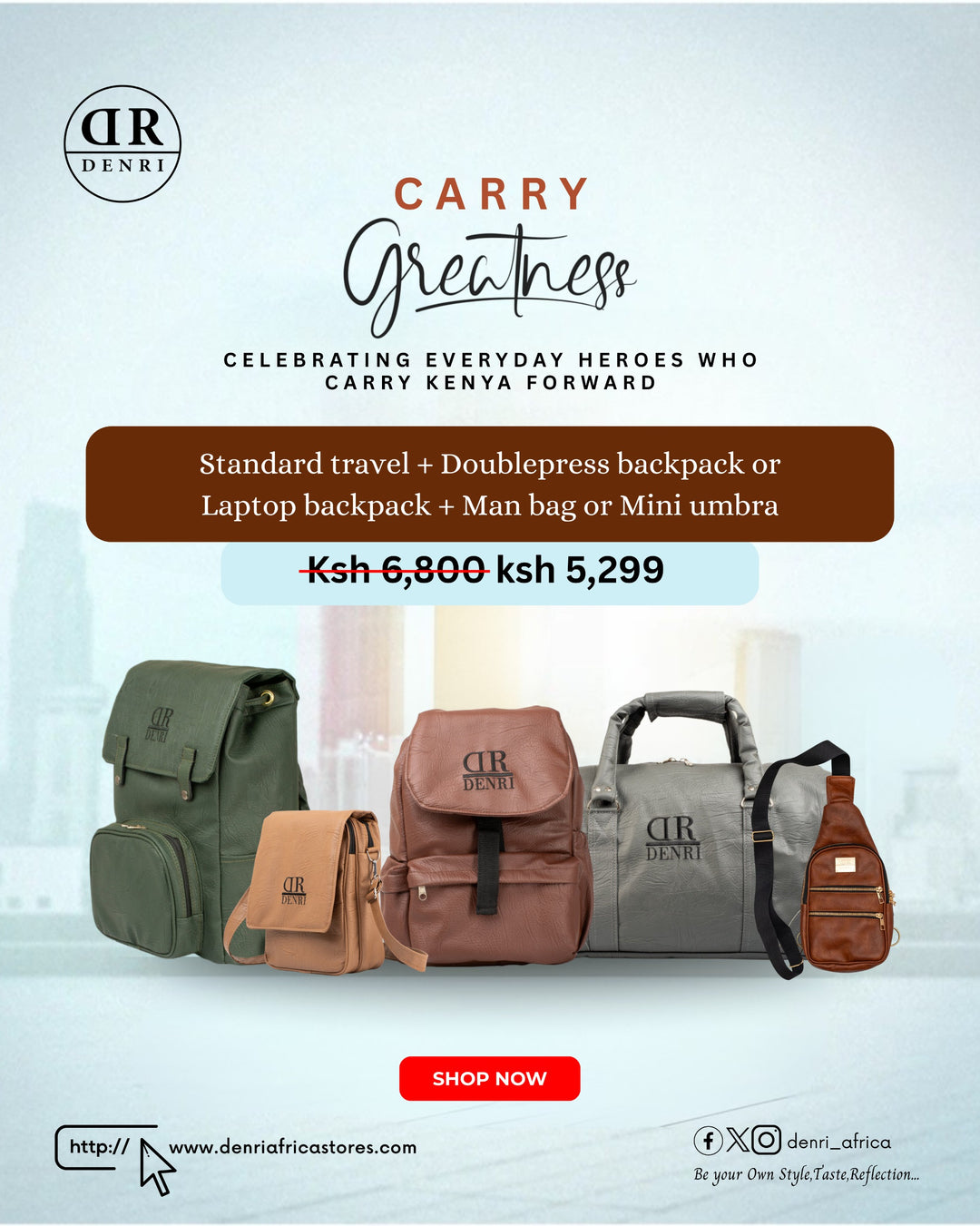 Standard Travel + Double Press Backpack or Laptop Backpack + Manbag or Mini Umbra