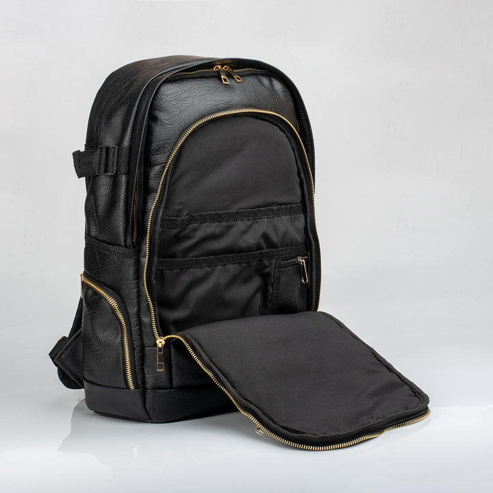 Denri Kai Classy Leather Backpack for Men and Women, fits up to 17.5 inch Laptop, heavy duty bag