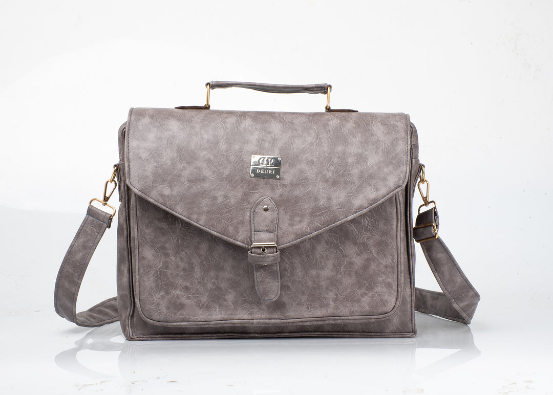 Denri Lotus Briefcase Bag | Classic Briefcase / Messenger | Office & Professional Use | Leather Build, Laptop Compartment & Dual Pockets | Elegant Work Essential
