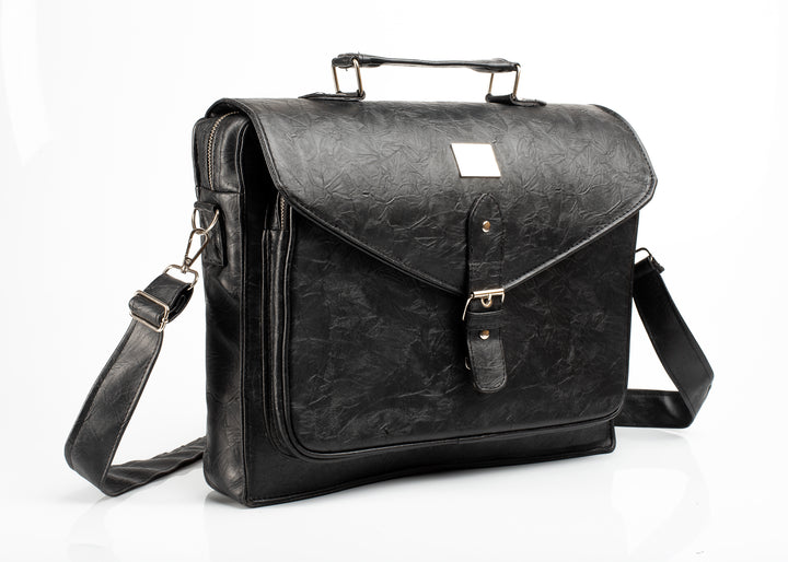 Denri Lotus Briefcase Bag | Classic Briefcase / Messenger | Office & Professional Use | Leather Build, Laptop Compartment & Dual Pockets | Elegant Work Essential