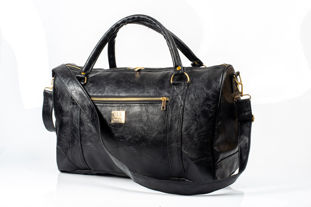 Denri Satis | Leather Duffle Travel Bag | Weekend & Business Trips | Adjustable Strap, External Pocket & Sturdy Handle | Elegant, Spacious Carry