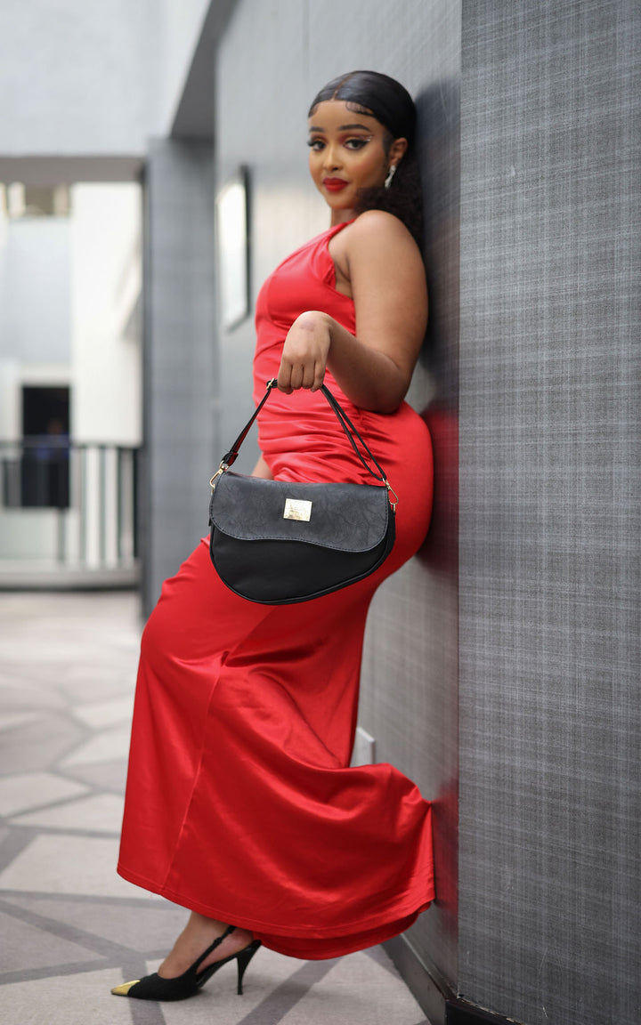 Denri Montana Sling Bag | Vegan Leather Saddle Bag – Women’s Curved Crossbody Handbag with Adjustable Strap