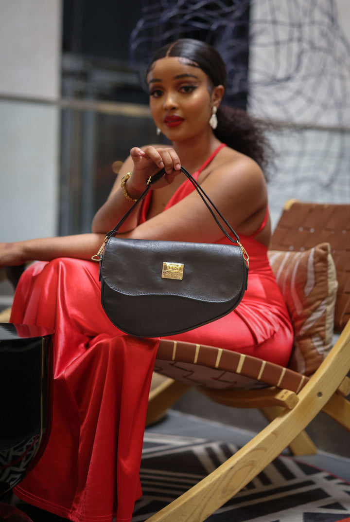 Denri Montana Sling Bag | Vegan Leather Saddle Bag – Women’s Curved Crossbody Handbag with Adjustable Strap
