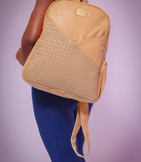 Denri Africa's beige Monah Backpack. Clean beige backpack design, comfortable padded back, suitable for everyday carry.