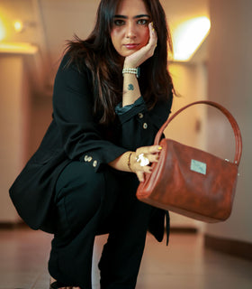 Denri Mandy Handbag | Vegan Leather, 4 Interior Compartments, Adjustable Handle