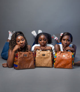 Denri Cathy Handbag | Tote-Shoulder Bag |  Vegan Leather with Ankara Fabric