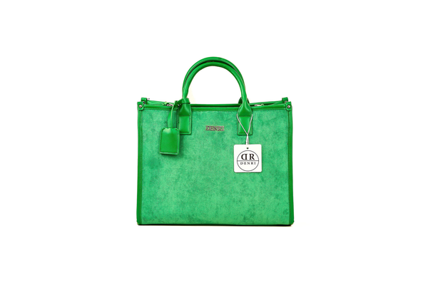 Denri | Nala Tote Bag | Dual-Texture Suede & Faux Leather Tote | Gold Hardware, Laptop-Ready