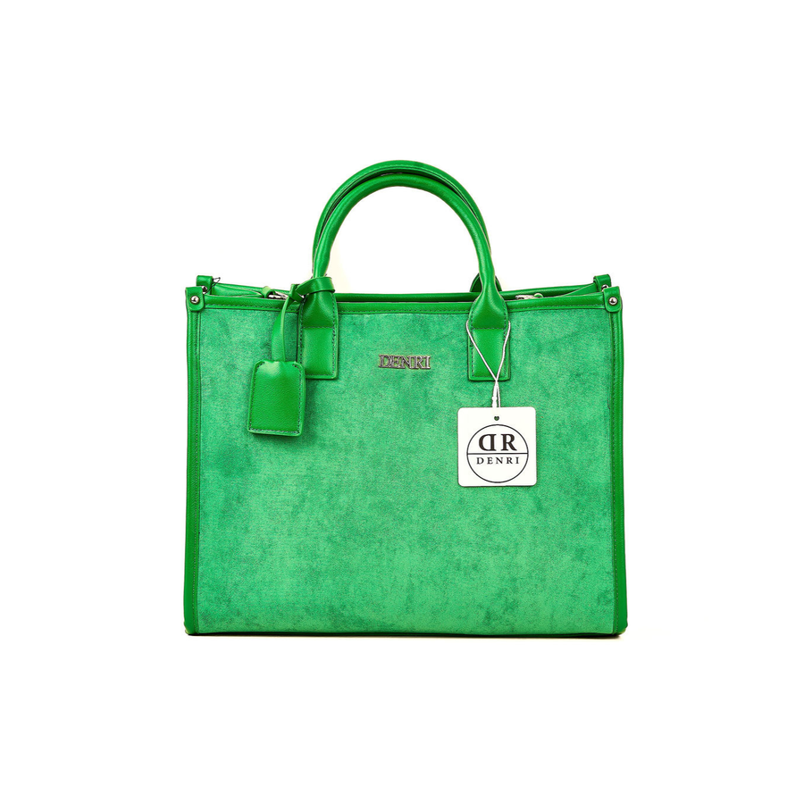 Denri | Nala Tote Bag | Dual-Texture Suede & Faux Leather Tote | Gold Hardware, Laptop-Ready