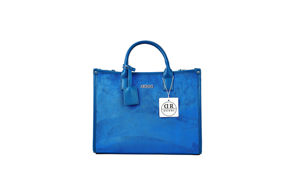 Denri | Nala Tote Bag | Dual-Texture Suede & Faux Leather Tote | Gold Hardware, Laptop-Ready