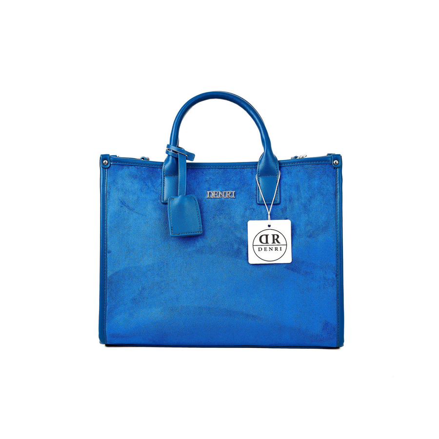 Denri | Nala Tote Bag | Dual-Texture Suede & Faux Leather Tote | Gold Hardware, Laptop-Ready