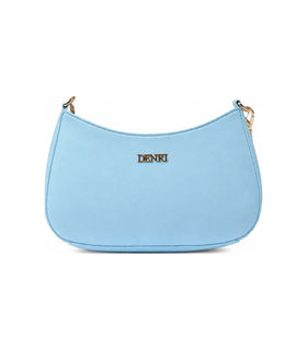 Blue DENRI x LAMORA limited edition crossbody bag in high-quality faux leather material for women's designer styling.