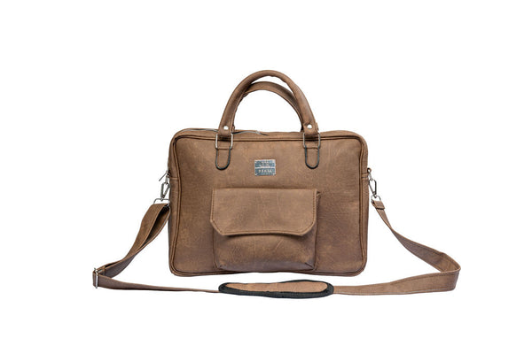 Denri Africa's brown Denri Sleek Professional Legacy Briefcase. Executive laptop bag, durable vegan leather briefcase, corporate work accessory.