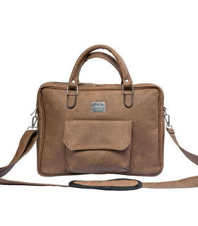 Denri Africa's brown Denri Sleek Professional Legacy Briefcase. Executive laptop bag, durable vegan leather briefcase, corporate work accessory.