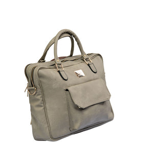 Denri Africa's gray Denri Sleek Professional Legacy Briefcase. Versatile laptop briefcase, contemporary office bag, premium vegan leather build.