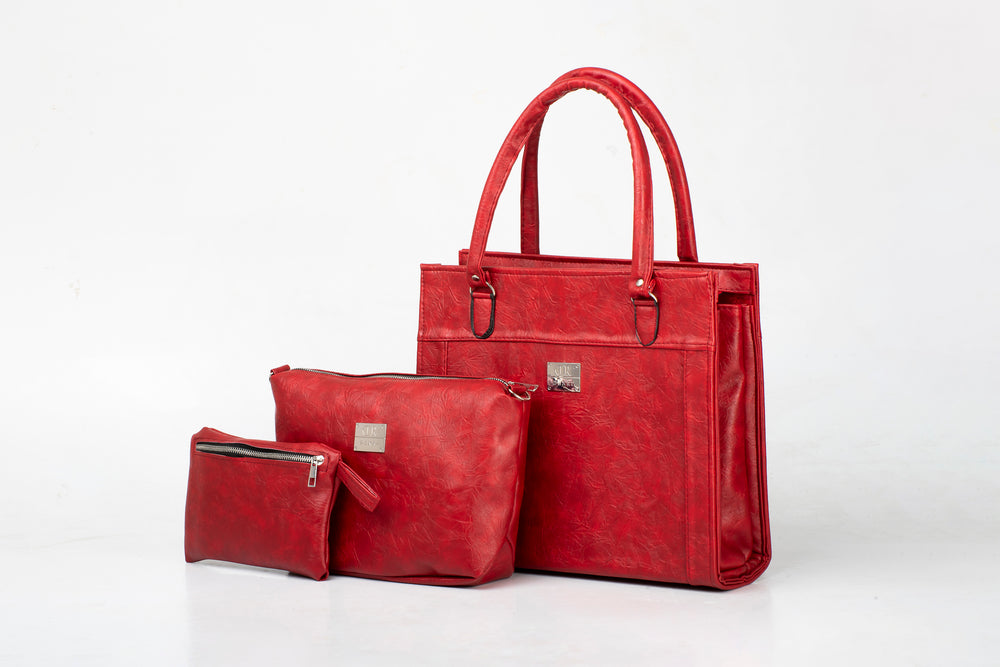 Denri Africa's red Jamela Laptop Handbag. Elegant women’s laptop handbag, chic vegan leather work purse, office and everyday use.