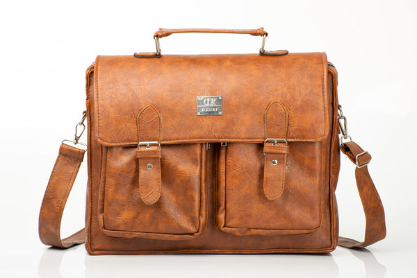 Denri Feroz Briefcase Bag | Premium Material, Zip Closure & Chain Detail