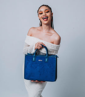 Denri | Nala Tote Bag | Dual-Texture Suede & Faux Leather Tote | Gold Hardware, Laptop-Ready