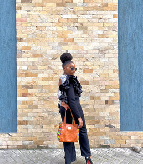 Denri Cathy Handbag | Tote-Shoulder Bag |  Vegan Leather with Ankara Fabric