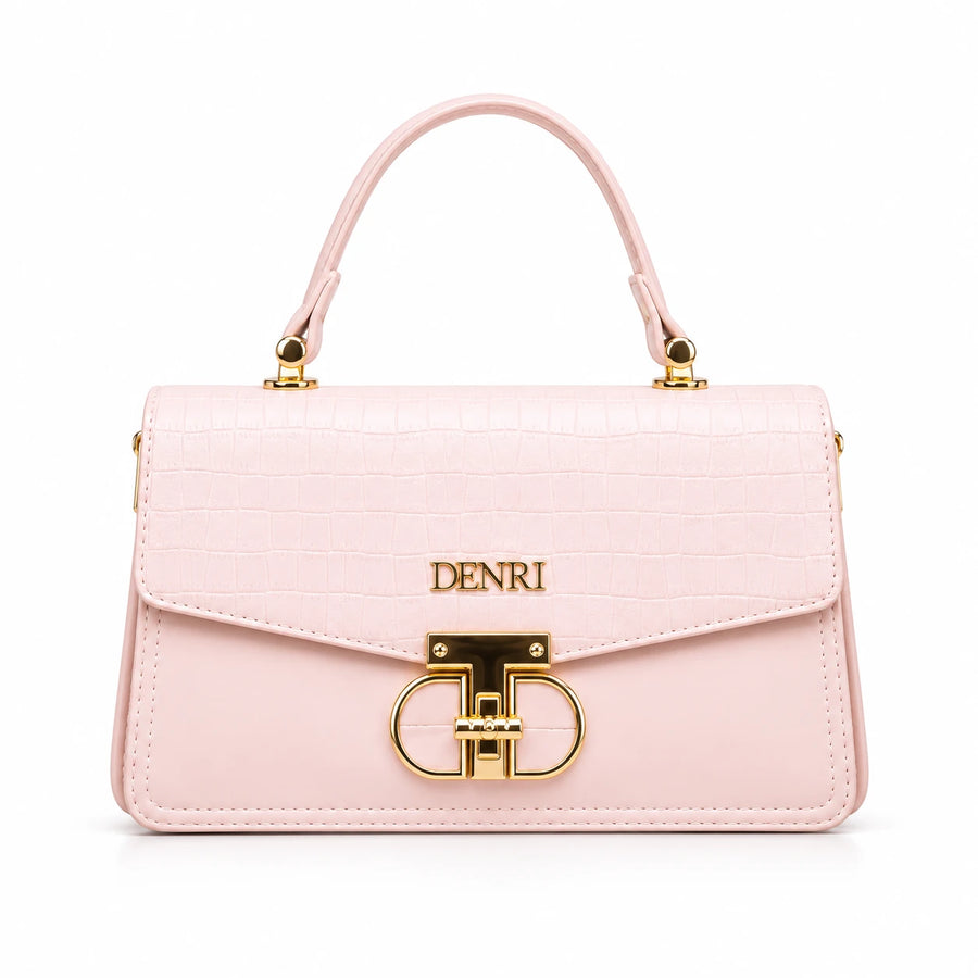 DENRI x KRIS BABY x NAIROFEY La Femme Limited Edition Top Handle Bag | Premium Croc Faux Leather, Gold Hardware