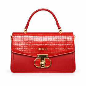 DENRI x KRIS BABY x NAIROFEY La Femme Limited Edition Top Handle Bag | Premium Croc Faux Leather, Gold Hardware