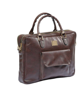 Denri Africa's dark brown Denri Sleek Professional Legacy Briefcase. Work-ready laptop briefcase, elegant corporate bag, durable vegan leather finish.