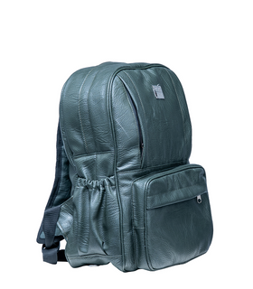 Denri Africa's Prime Men's Backpack in Quality Gray/Green Leather front view
