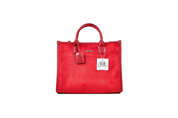 Denri | Nala Tote Bag | Dual-Texture Suede & Faux Leather Tote | Gold Hardware, Laptop-Ready