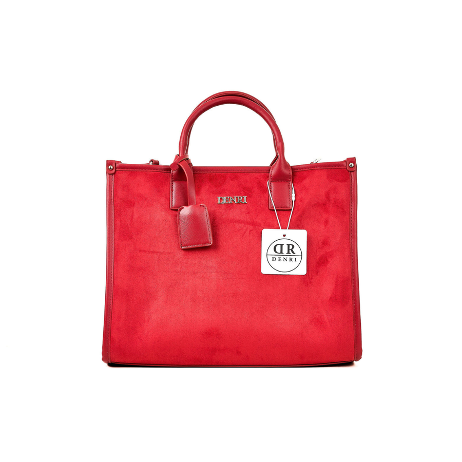 Denri | Nala Tote Bag | Dual-Texture Suede & Faux Leather Tote | Gold Hardware, Laptop-Ready