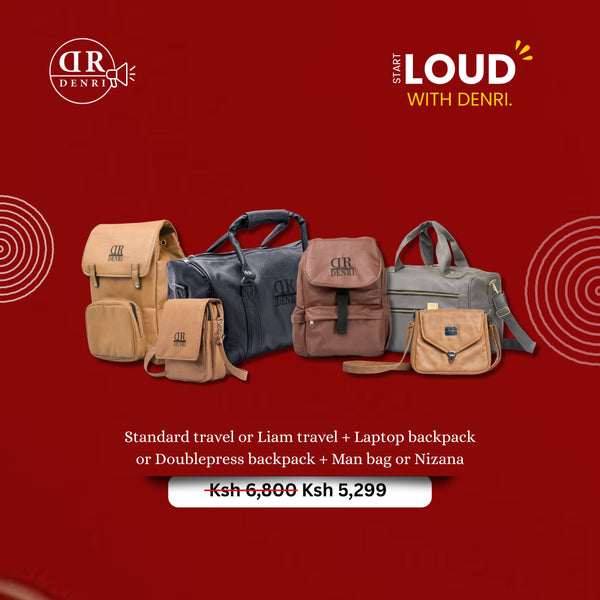 Standard or Liam Travel + Laptop or Doublepress Backpack + Manbag or Nizana