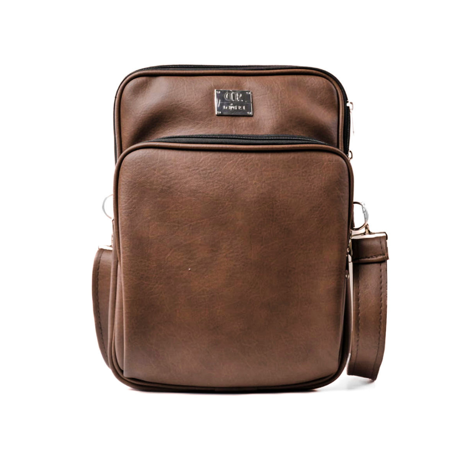 Denri Zula Man Bag | Faux Leather Crossbody Sling | Fits 14" Laptop, Detachable Strap & Document Sleeve