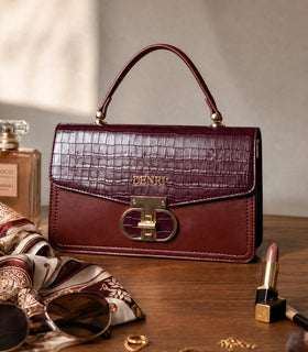 DENRI x KRIS BABY x NAIROFEY La Femme Limited Edition Top Handle Bag | Premium Croc Faux Leather, Gold Hardware