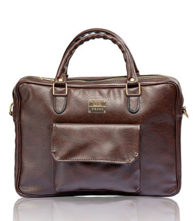 Denri Africa's dark brown Denri Sleek Professional Legacy Briefcase. Business laptop carrier, executive vegan leather bag, professional office style.