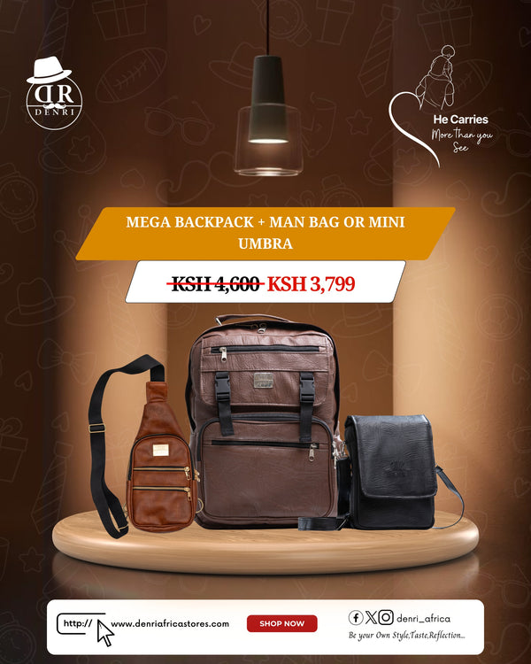Mega Backpack + Man Bag or Mini Umbra