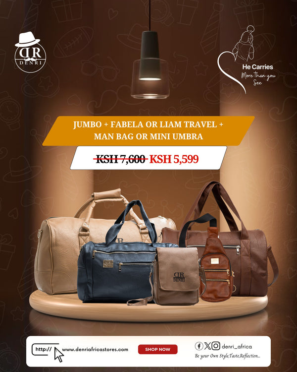 Denri Jumbo + Fabela or Liam Travel + Man Bag or Mini Umbra