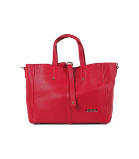Denri Tab Tote | Roomy Open Tote Bag | Centre Tab Strap, Twin Handles & Detachable Shoulder Strap – Red