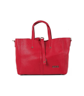 Denri Tab Tote | Roomy Open Tote Bag | Centre Tab Strap, Twin Handles & Detachable Shoulder Strap – Red