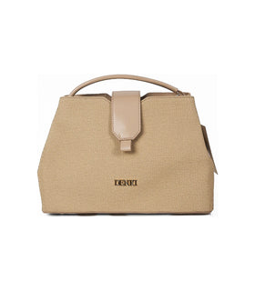 Denri Woven Top Handle Bag | Textured Ladylike Handbag | PU Trims, Fold-Over Tab & Detachable Strap – Camel