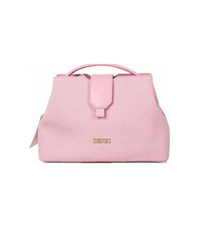 Denri Woven Top Handle Bag | Textured Ladylike Handbag | PU Trims, Fold-Over Tab & Detachable Strap – Pink
