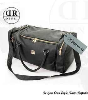 Denri Pocket Travel Bag | Large Leather Duffle | Multiple pockets, Adjustable strap