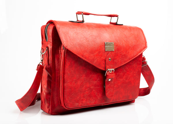Denri Lotus Briefcase Bag | Leather Build, Laptop Compartment & Dual Pockets