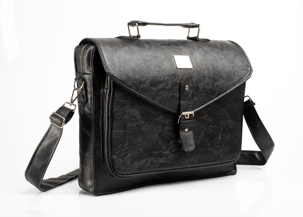 Denri Lotus Briefcase Bag | Leather Build, Laptop Compartment & Dual Pockets