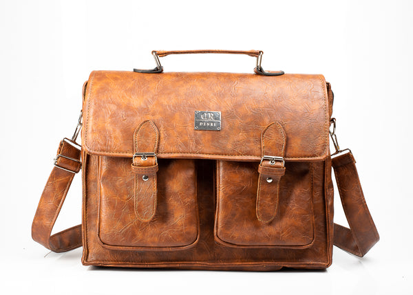 Denri Feroz Briefcase Bag | Premium Material, Zip Closure & Chain Detail